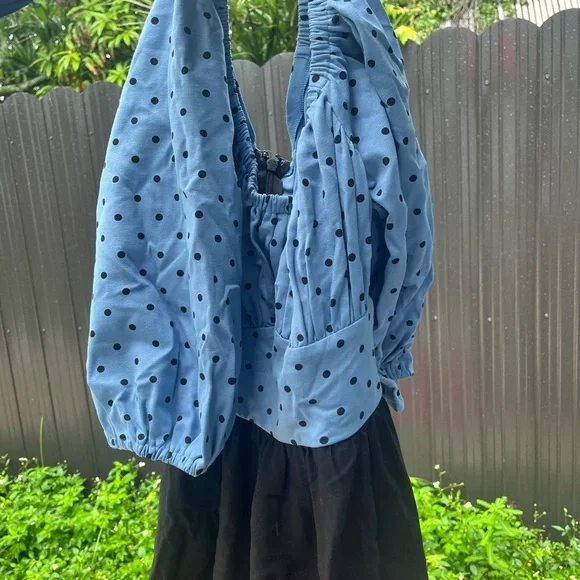 Vixen by Micheline Pitt Blue Polka Dot Swing Dress - Picture 4 of 10